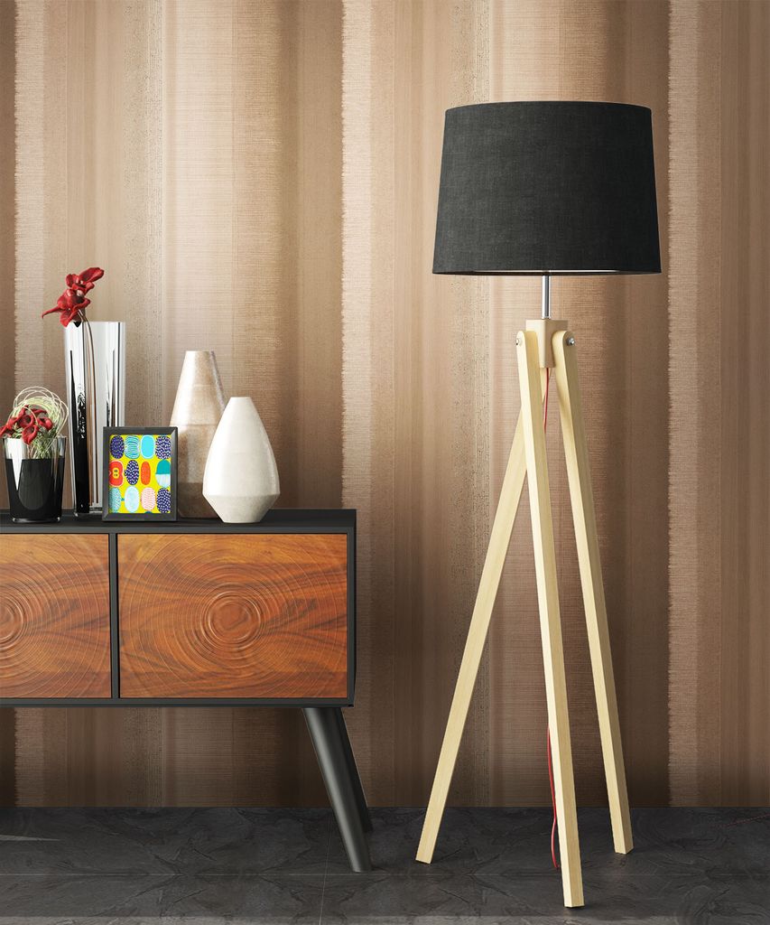 NEWROOM Tapete Braun Vliestapete Streifen - Modern Beige verwaschene Optik Landhaus