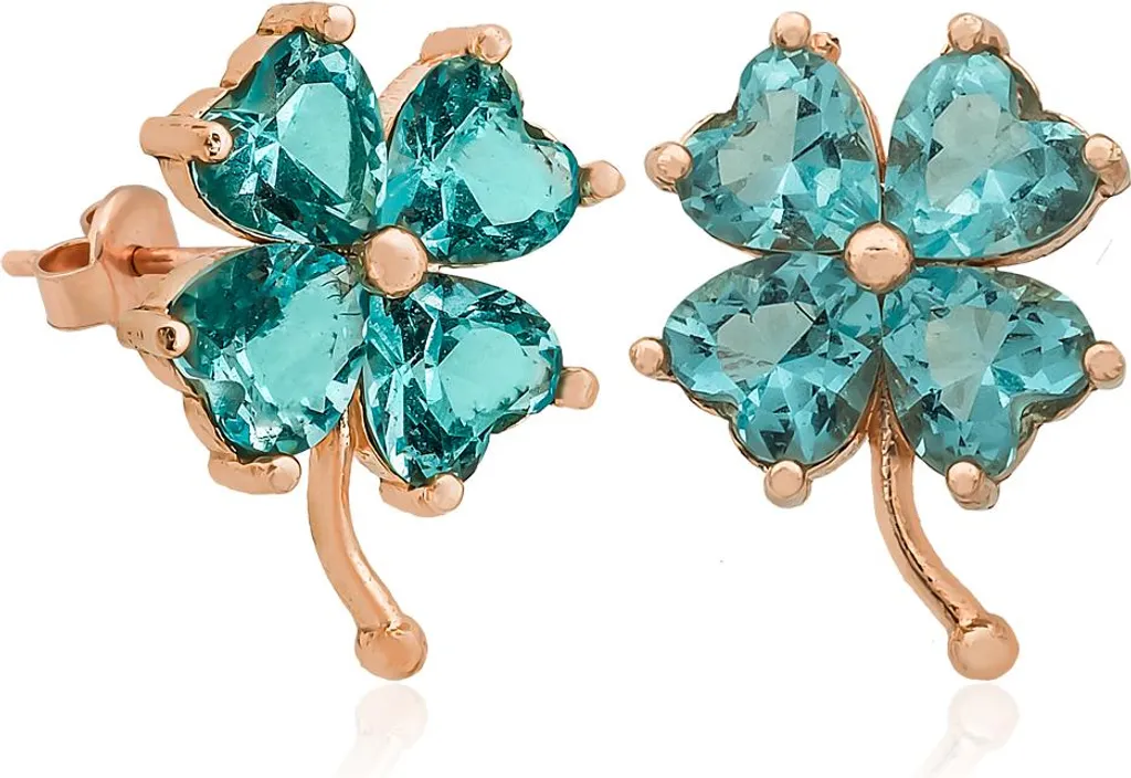 Boucles d'oreilles cadeau femme trèfle argent et pierre bleue