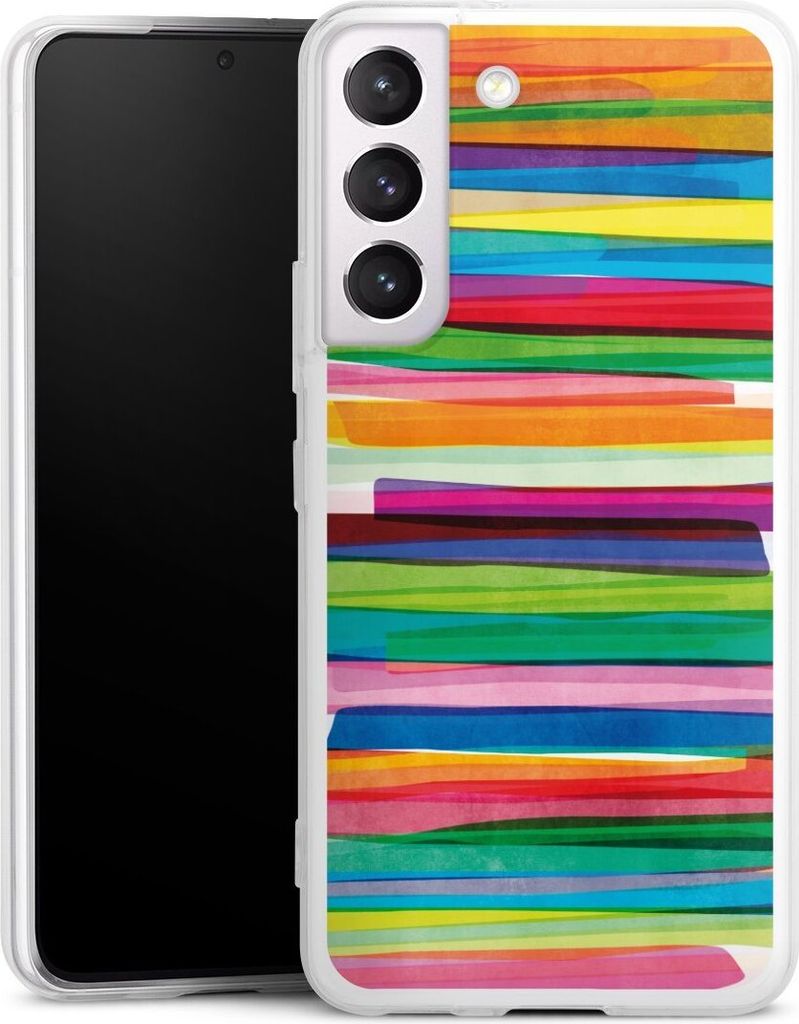 DeinDesign Slim Hülle für Samsung Galaxy S22 Silikon Case Ultra Dünn Handyhülle Streifen Wasserfarbe bunt