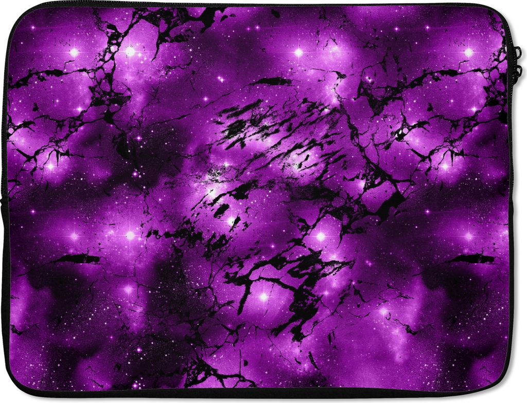 MuchoWow Laptop Hülle 15 Zoll Sternenhimmel - Marmor - Lila - Schwarz - Muster Laptoptasche - Laptoptasche - Sleeve - Rundum-Schutz