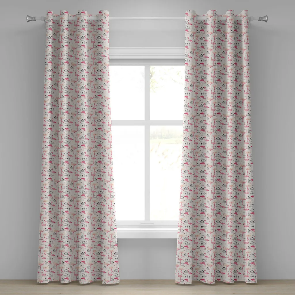 Rideau décoratif imprimé artistique Flamant Rose Vintage 280x245cm