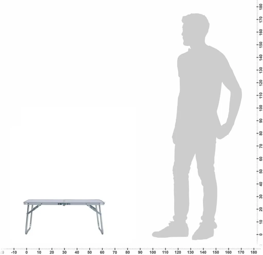 Table de camping en aluminium blanc légère et pliable - Format 60x40cm