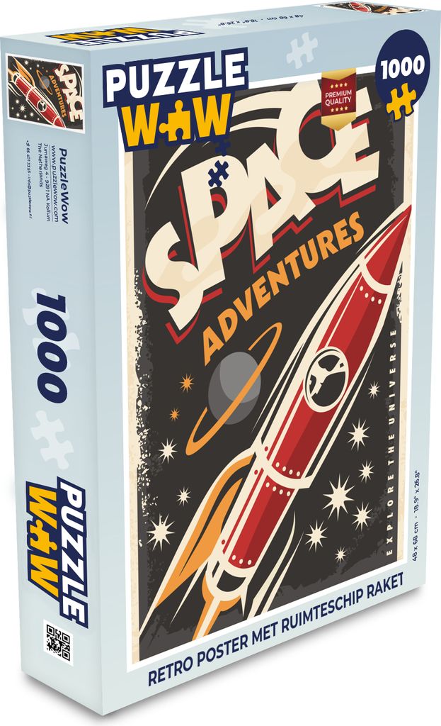 MuchoWow Puzzle 1000 Teile Weltraumabenteuer - Rakete - Weltraum - Retro - Spielzeug - Alt und Jung - Spiele - Puzzeln