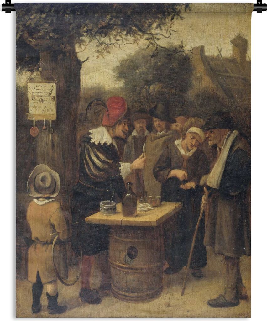 MuchoWow Wandteppich Wandbehang Der Quacksalber - Jan Steen 150x200 cm Tapisserie Dekoration Wandtuch - Wandaufhängung - Moderner