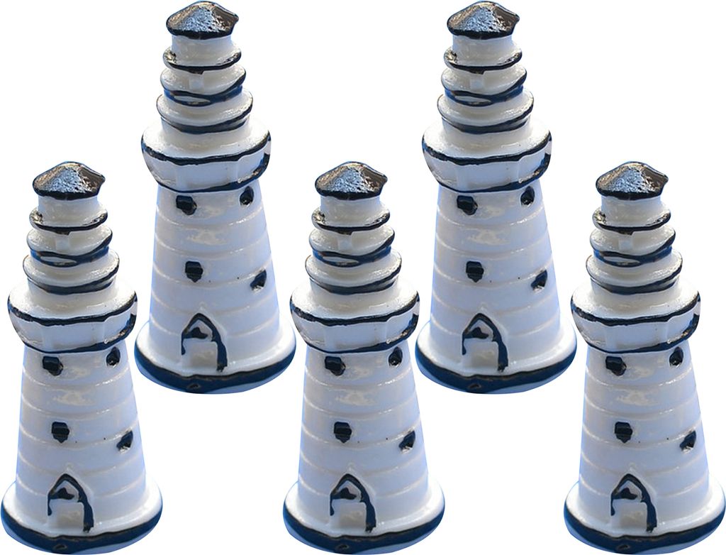 5pcs Mini Lighthouse Statue Realistische Form kompakter Harz kleiner Feen Mini -Gartenstatue Patio Dekor-Schwarz