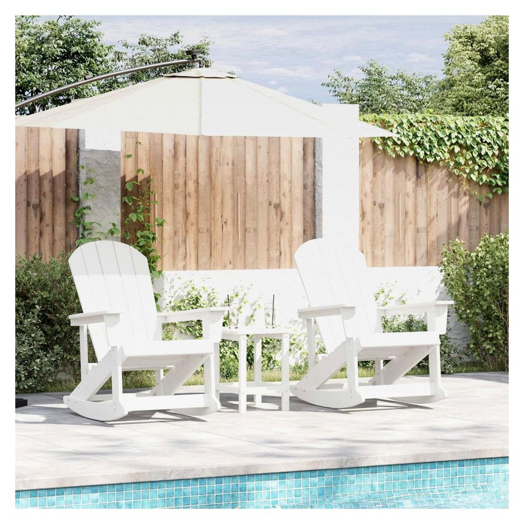 Adirondack Schaukelstühle 2 Stück Weiß 73,5 x 92 x 90 cm HDPE Schaukelstühle