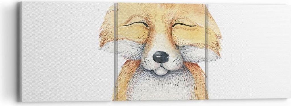 Bild auf Leinwand - Leinwandbild - 3 Teile - Cartoon Fuchs Kind - 90x30cm - Wand Bild - Wanddeko - Wandbilder - Leinwanddruck - Bilder - Wanddekora...