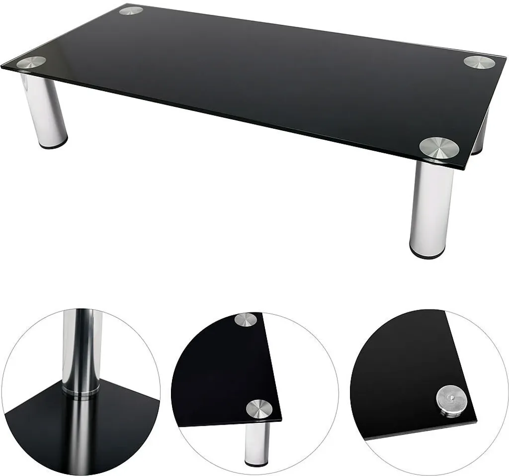 Support d'écran en verre trempé noir 100cm, réhausseur TV ergonomique