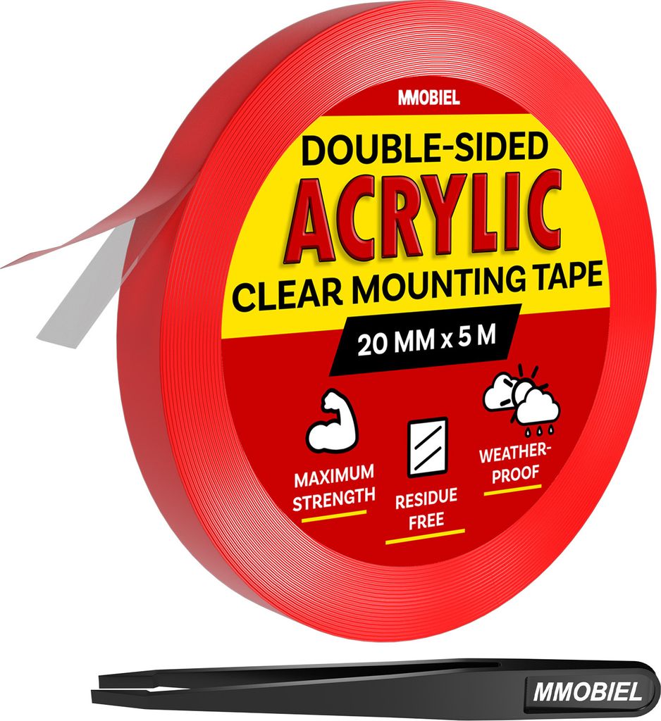 MMOBIEL Doppelseitiges Klebeband Acryl - 5m x 20mm Produktbild 