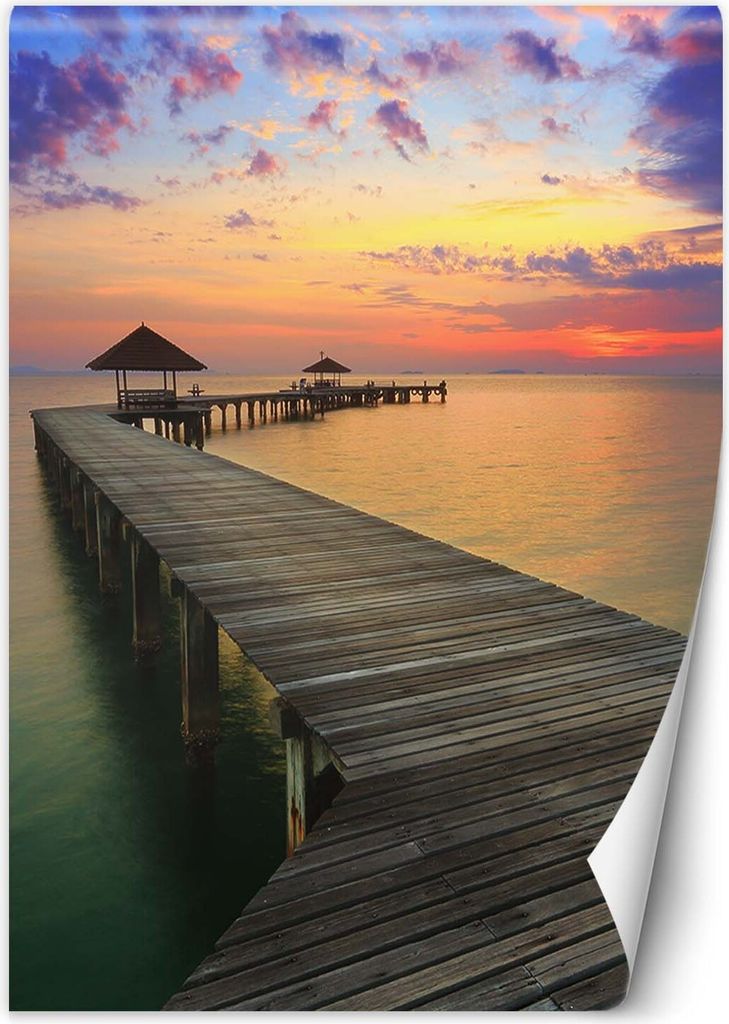 Vlies fototapete Steg bei Sonnenuntergang über dem Meer 100x140 cm Feeby Lila inkl. Kleber einfache Montage