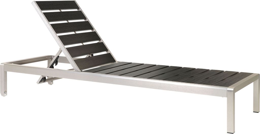 BELIANI Gartenliege Schwarz / Silber Kunstholz und Aluminium Verstellbar Modern Terrasse Balkon Ausstattung Möbel