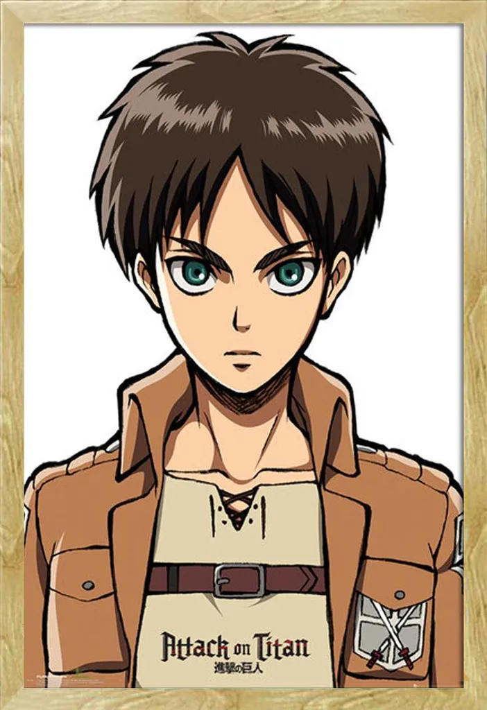 Quadro Attack on Titan Eren 61x91.5 Cornice Shinsuke Faggio Naturale