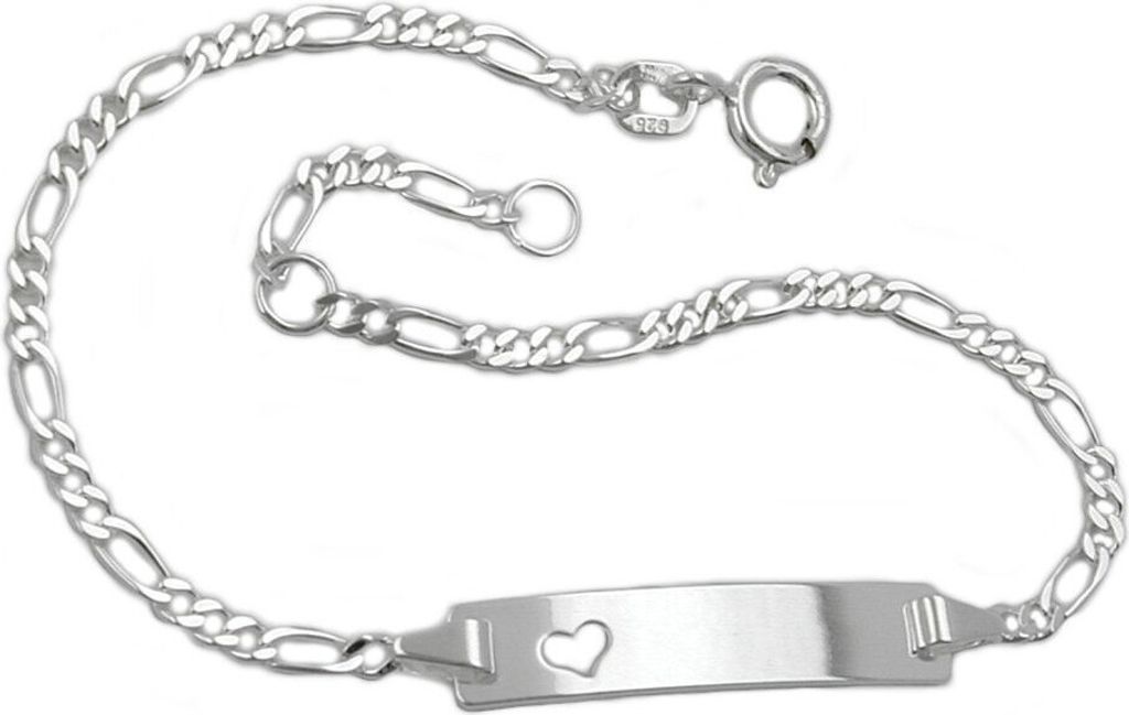 Schildband mit Herz Armband aus 925 Silber 18,5cm Armschmuck Damen