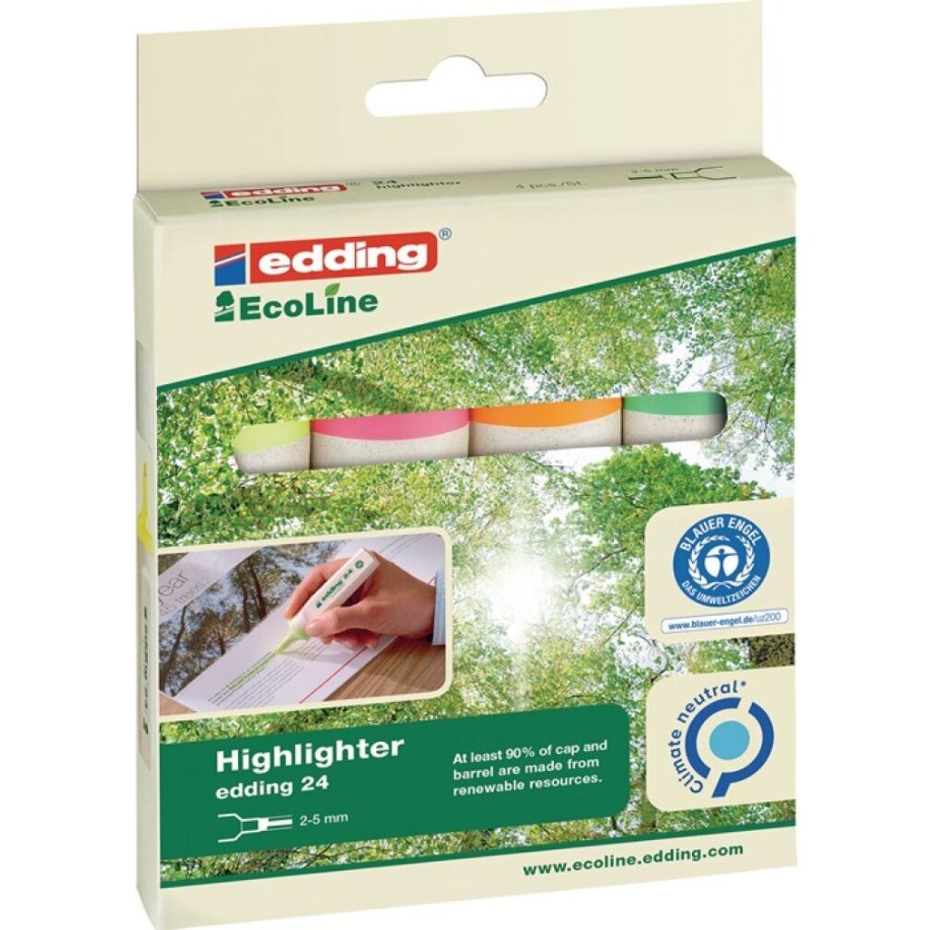 Edding EcoLine 24, 4 kusů, Modrá, Zelená, Růžová, Žlutá, 3 Obrázek produktu 