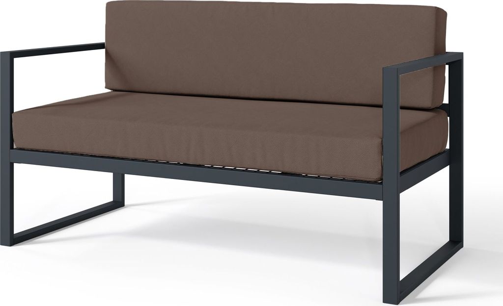 Selsey Dywilly - Garten-Sofa 2-Sitzer, wasserabweisend, braun/schwarzes Gestell