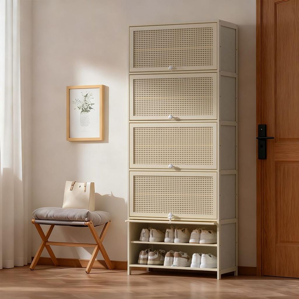 Schuhregal Haushalts-Schuhregal Aufbewahrungsregal Schuhschrank Staubdicht Beige 11 Etagen 70*32*172cm /MXG11-70/