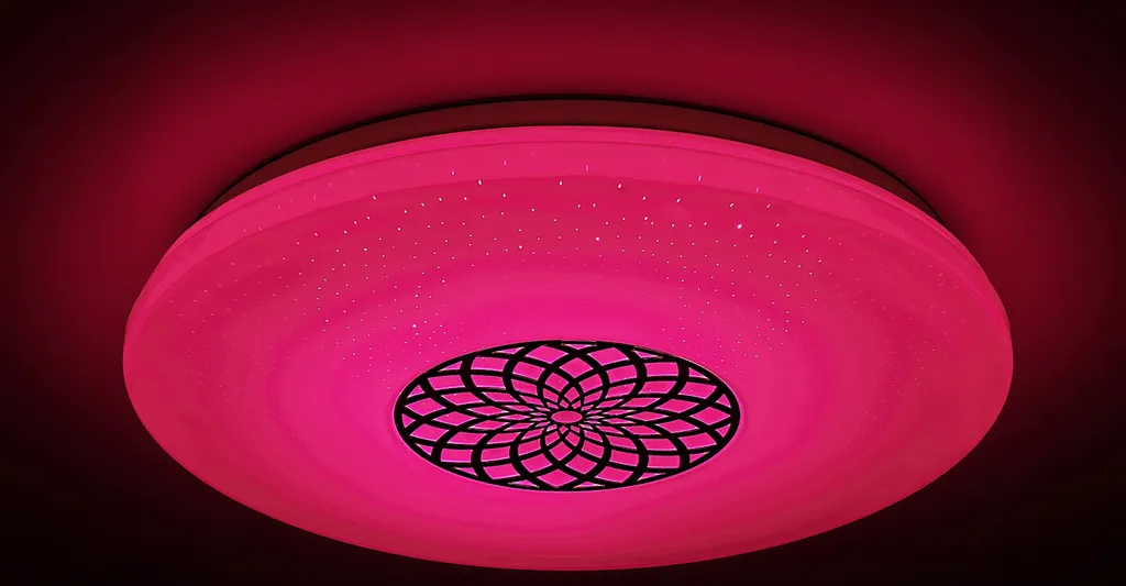 Luminaire Plafonnier LED RGB avec Télécommande Design Chrome Rond