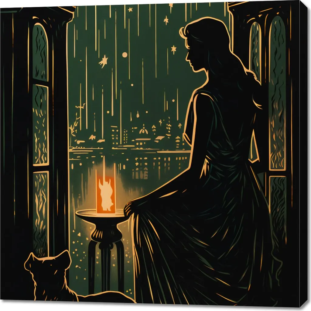 Tableau carré 100x100 Murmures nocturnes : Toile premium élégante