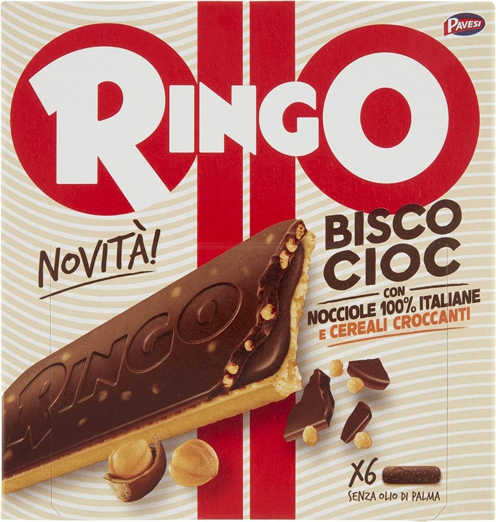 3x Pavesi Kekse Ringo Bisco Cioc Nocciole schokoriegel mit Creme mit 100% italienischen Haselnüssen 162gr 6 snack