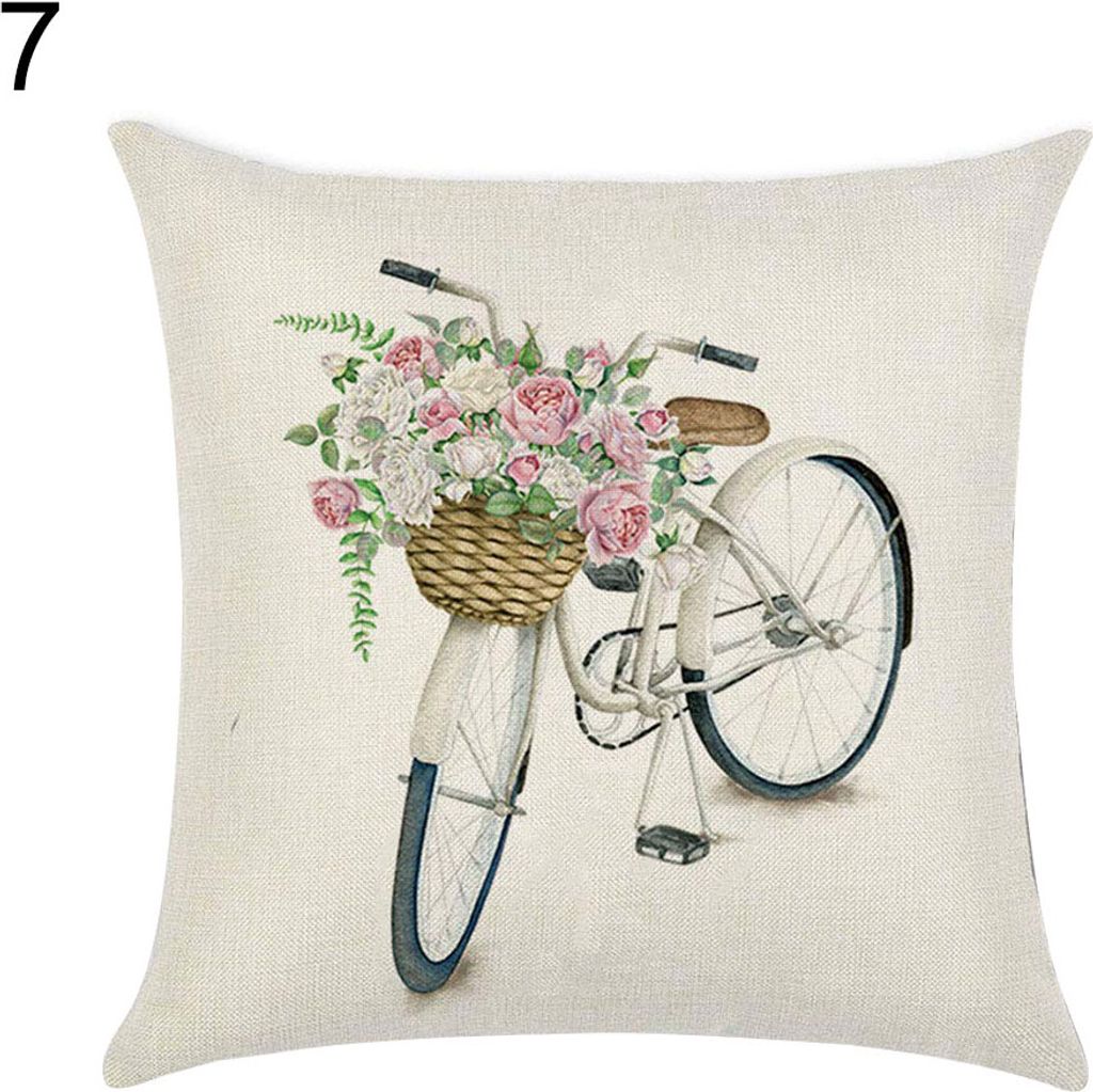 Fahrradblume weiche Leinenwurf Kissenbedeckung Hülle Kissen Home Sofa Autodekoration-7#