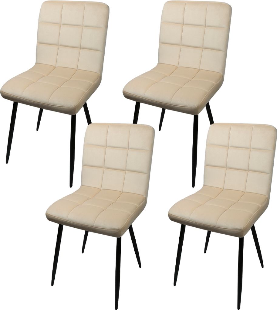 4er Set Esszimmerstühle Polsterstuhl aus Samt mit Rückenlehne bis 120 kg belastbar,Metallbeine, Beige