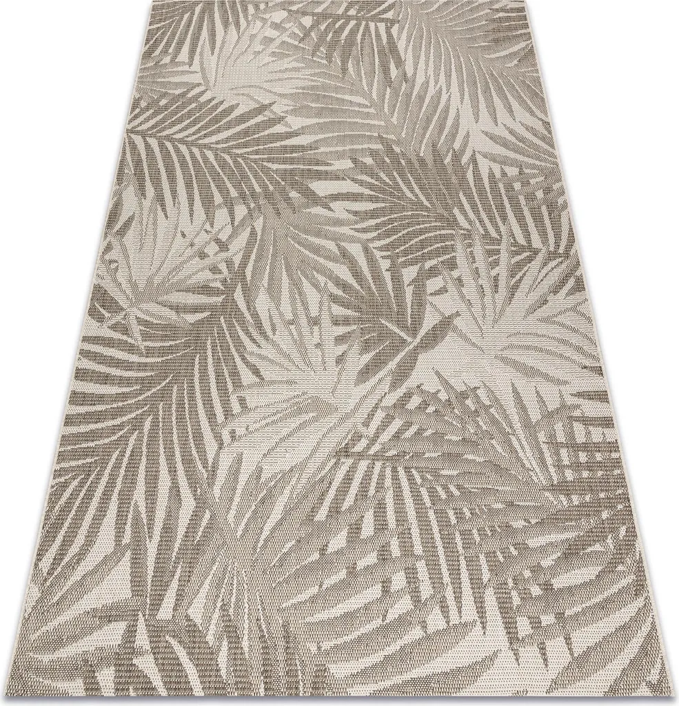 Petit tapis de couloir motif feuilles gris et beige 60x110 cm Floorlux