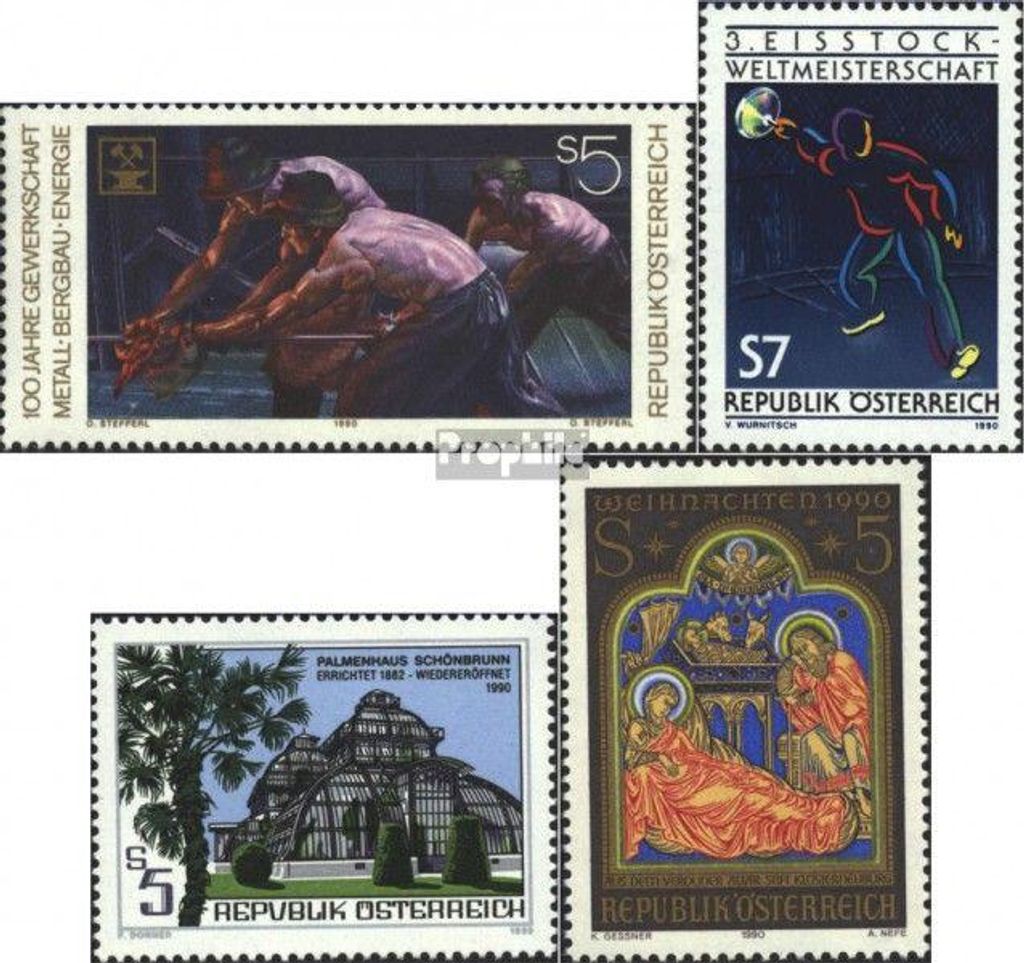 Briefmarken Österreich 1990 Mi 2009,2010,2011,2012 Produktbild 
