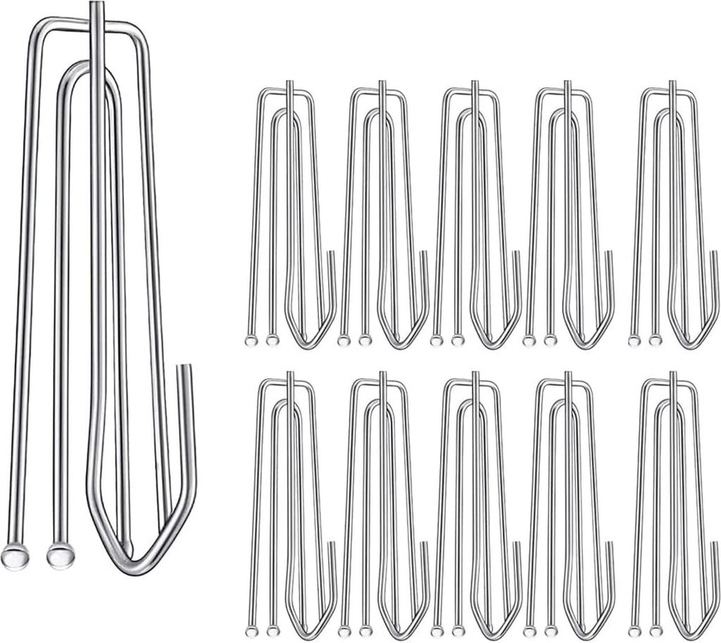 60 Stück Edelstahl-Gardinenhaken mit 4 Zinken, Produktbild 