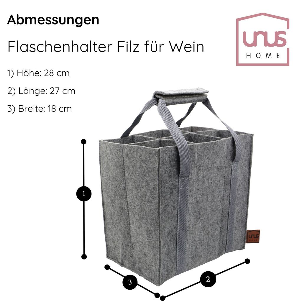 UNUS® Flaschenträger 6 Flaschen Filz Flaschenhalter Produktbild 2