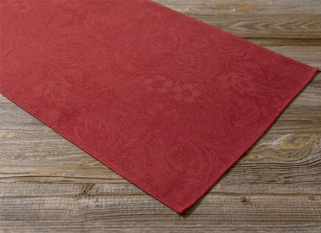 Tischläufer EDDA Jacquard Motiv Rot, Leinen & Baumwolle, in 47x100 cm