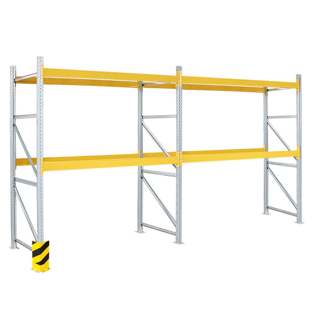 Palettenregal, 2 Regalfelder, mit 4 Paar Tragbalken für 18 Europaletten, BxTxH 5710 x 1100 x 3000 mm + 1x GRATIS Eckschutz