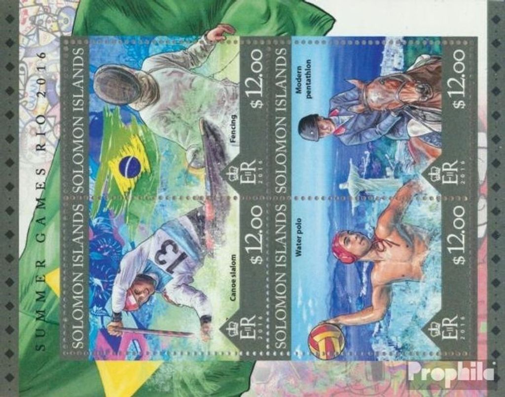 Briefmarken Salomoninseln 2016 Mi 3816-3819 Kleinbogen (kompl. Ausg.) postfrisch Sommerspiele Rio 2016
