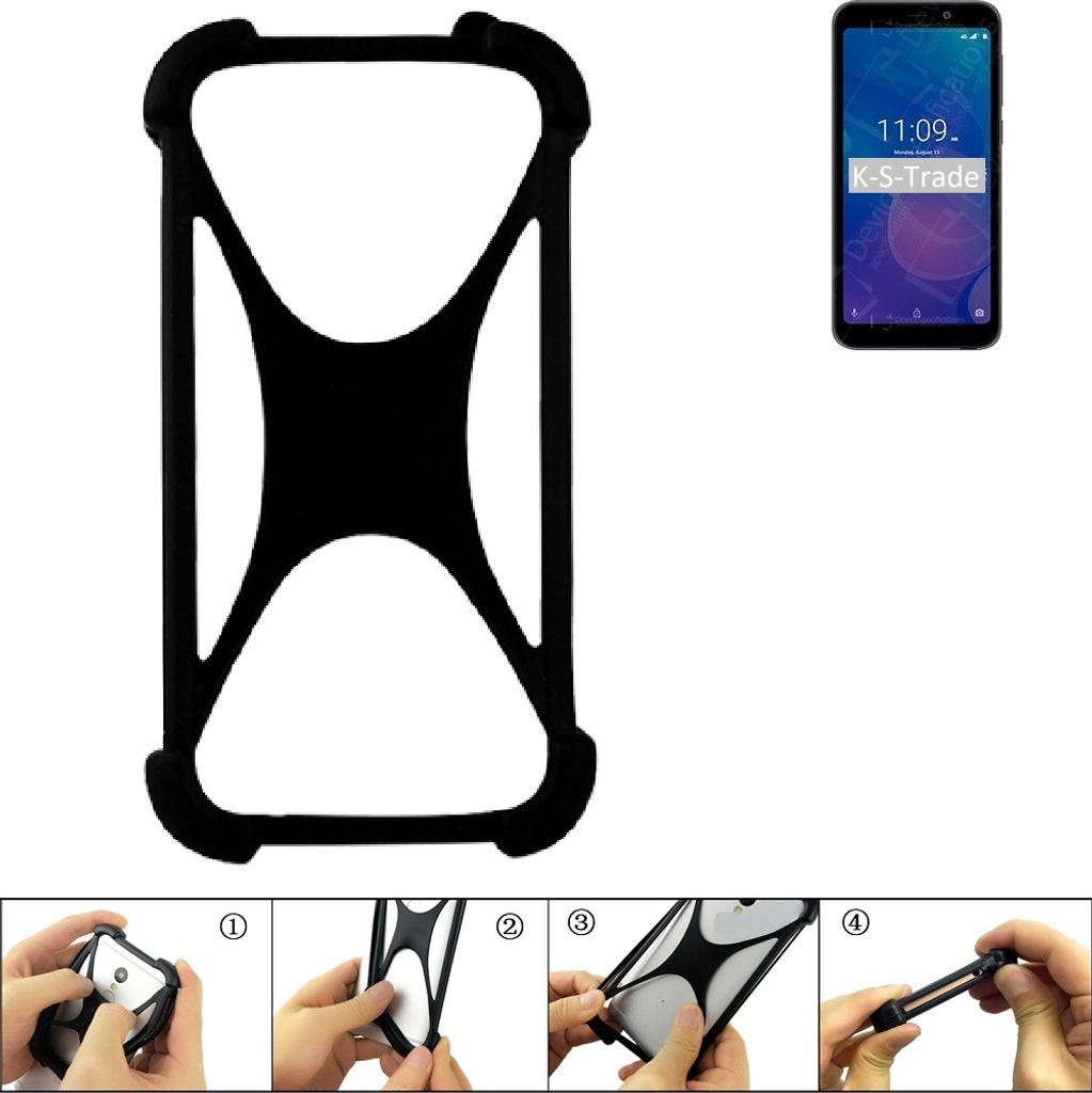 K-S-Trade Handy-Hülle Schutz-Hülle kompatibel mit Meizu C9 Pro Silikon Bumper TPU Softcase Smartphone Stoßschutz, schwarz