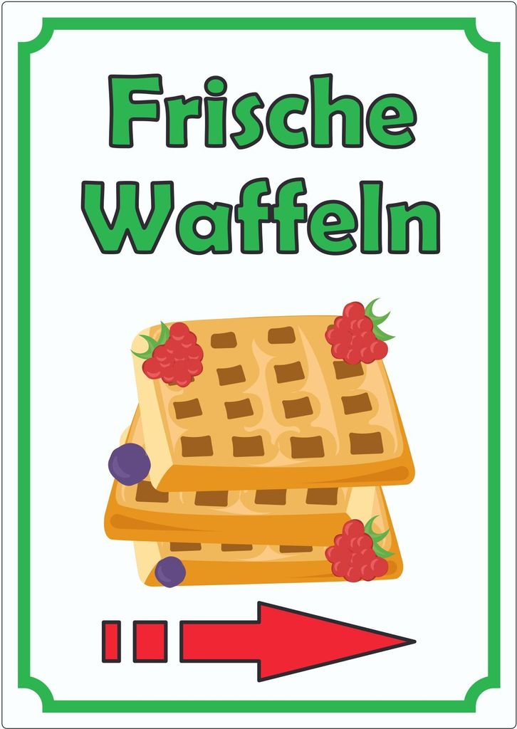 Frische Waffeln Aufkleber Hochkant mit Pfeil rechts A2 (420x594mm)