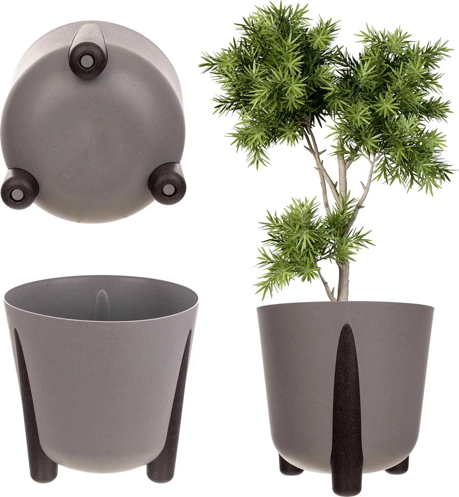 Grand Cache-pot XXL Anthracite avec Pieds et Insert Amovible Intégré
