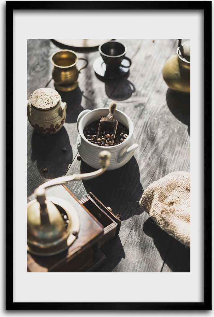 Bild - Bilderrahmen - 40 cm x 60 cm - MDF - Rahmen - Wandkunst - Kaffeemühle