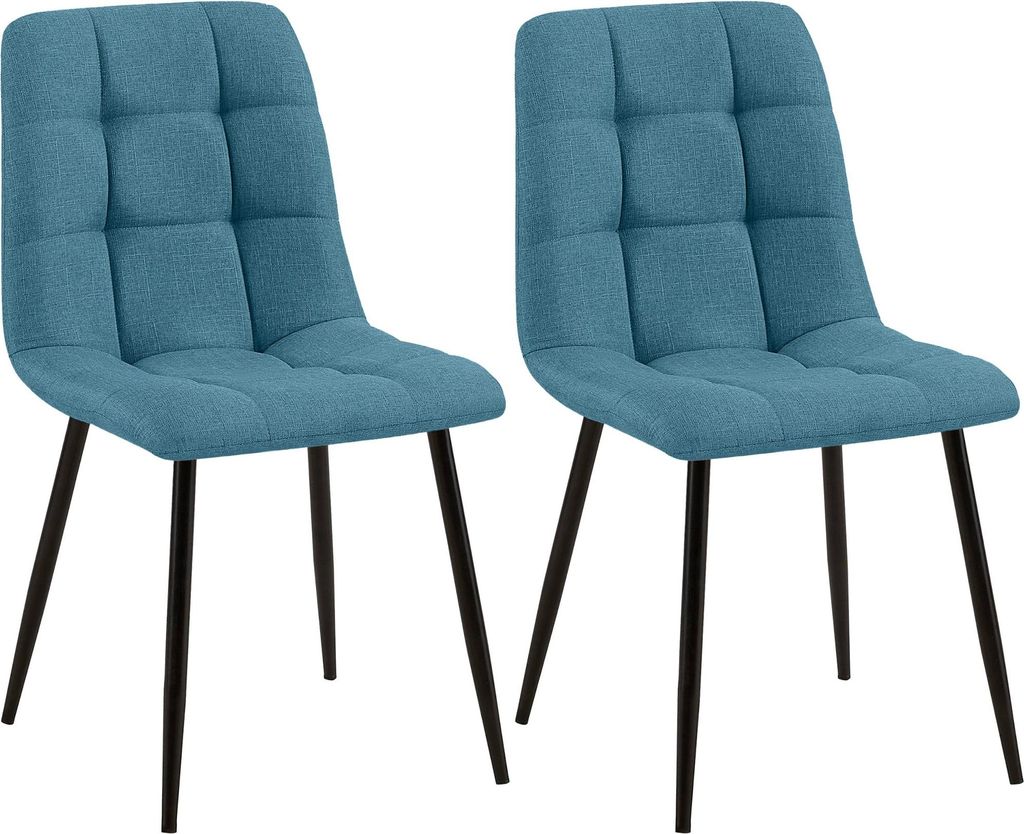 CLP 2er Set Esszimmerstuhl Tilde gepolstert mit Rückenlehne bis 150 kg belastbar Farbe blau Material Stoff