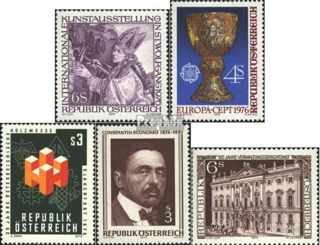 Briefmarken Österreich 1976 Mi 1515,1516,1517,1518,1521 (kompl.Ausg.) gestempelt Sondermarken