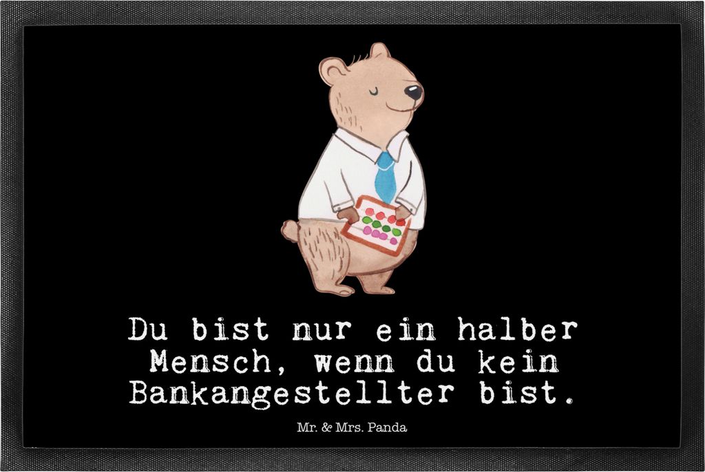 Mr. & Mrs. Panda fußmatte Bankangestellter Herz 40 x 60 cm - Schwarz - Geschenk, Schmutzfangteppich, Bänker, Beruf, Schmutzfangmatte, Spruch, Sch...