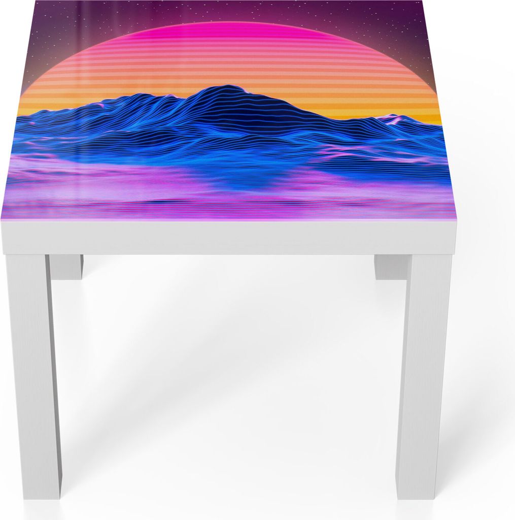 DEQORI Couchtisch 55x55 cm Weiß 'Vaporwave digitale Kunst' Glas Beistelltisch
