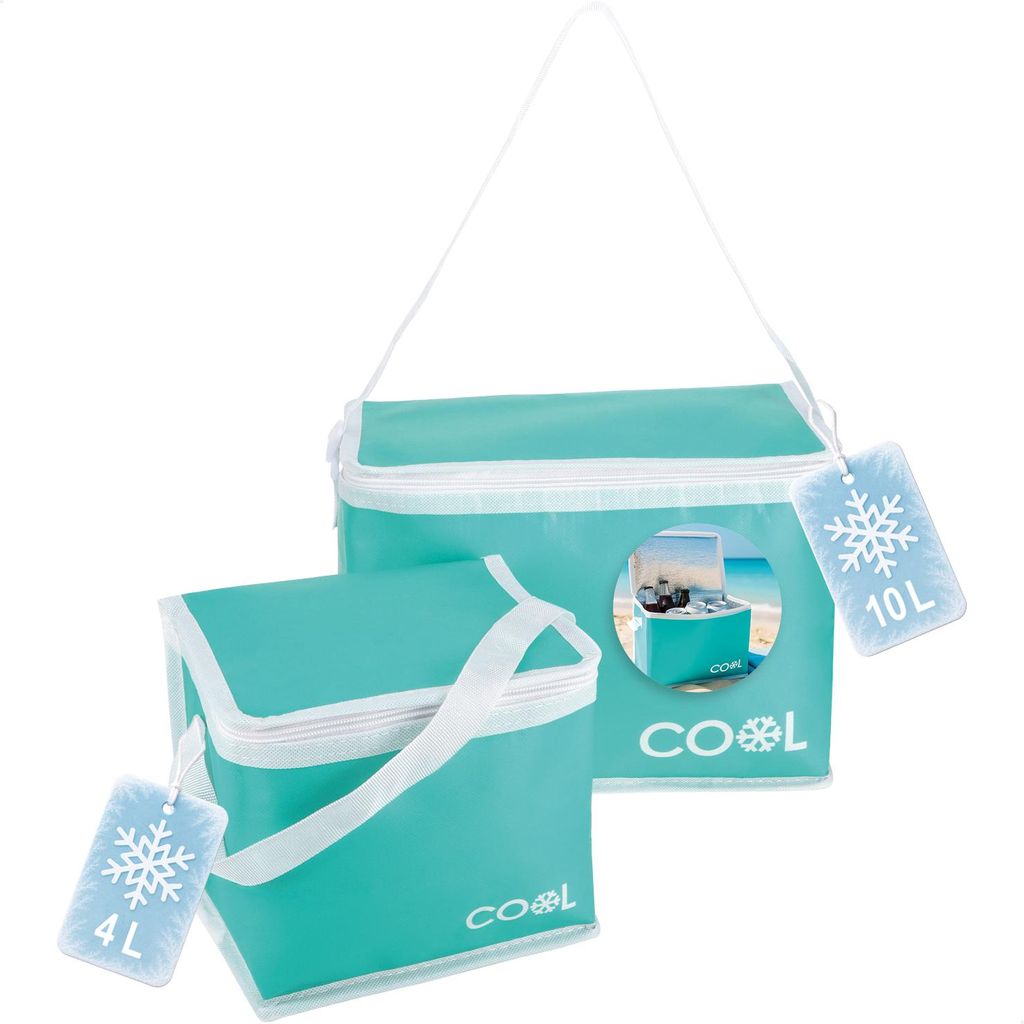 com-four 2x Kühltasche 4 L / 10 L - faltbare Thermo-Kühlbox - leichte Isoliertasche für Camping & Outdoor mit Schultergurt und Tragehenkel - P...