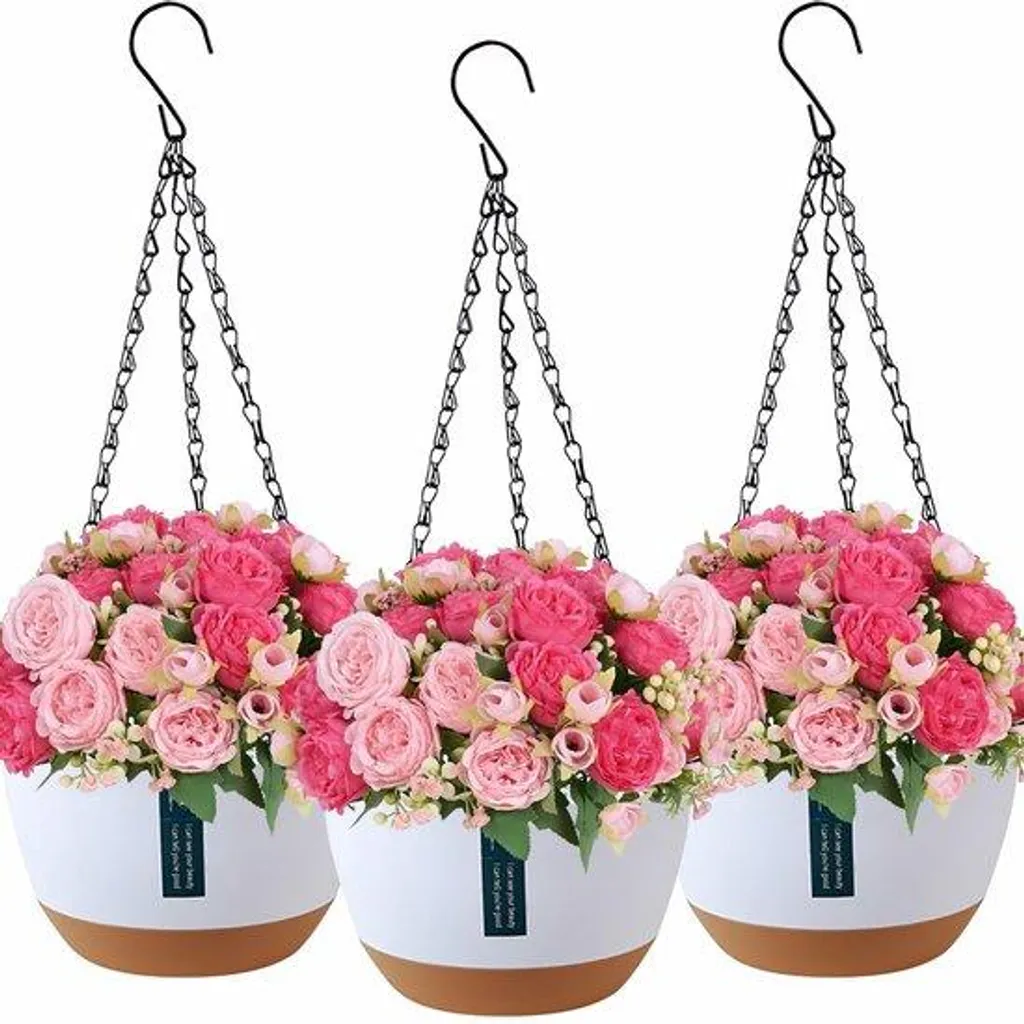 Pots de fleurs suspendus en zinc blanc avec crochet amovible pour balcon
