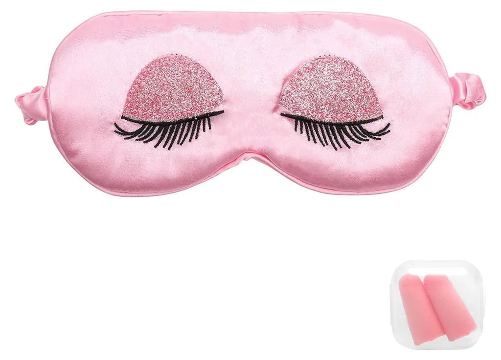 Set de relaxation : masque pour les yeux et bouchons d'oreilles roses