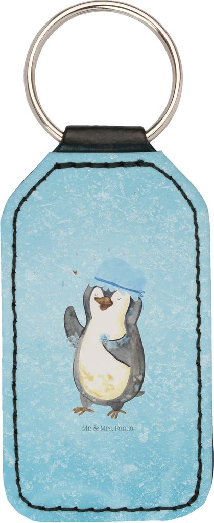 Mr. & Mrs. Panda Schlüsselanhänger Pinguin Duschen - Eisblau - Geschenk, Dusche, Pinguine, Duschkonzert, schlüssel anhänger, Singen, Taschenanh...