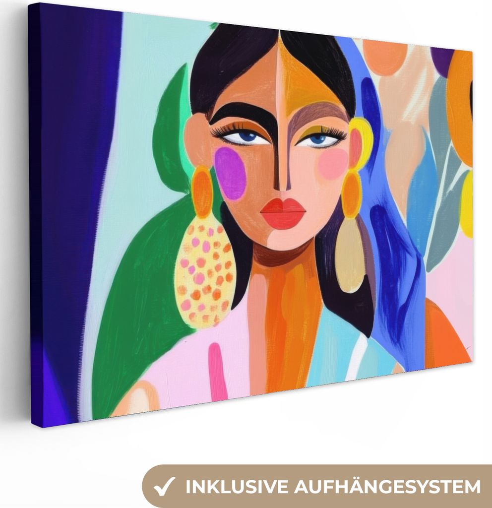 Leinwand Bilder 60x40 cm - Eklektisch - Frau - Porträt, Bild Modern, Wanddeko, Gemälde