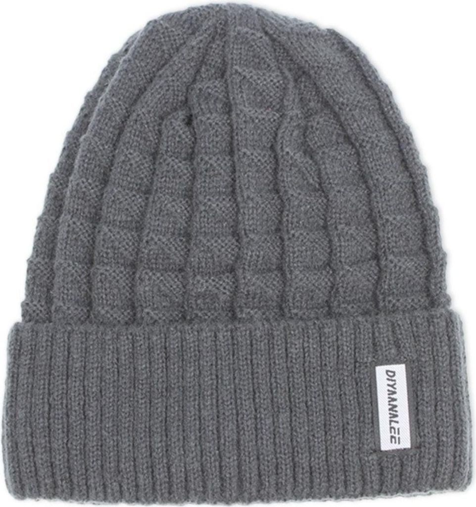 INF Warme Herren Strickmütze mit Fleecefutter - Thermomütze für Winter Dunkelgrau