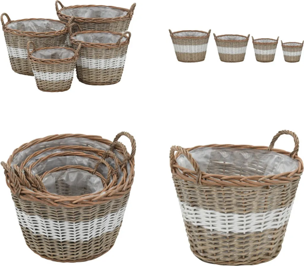 Pot à plantes surélevé en saule naturel et intérieur PE étanche - 4 pcs