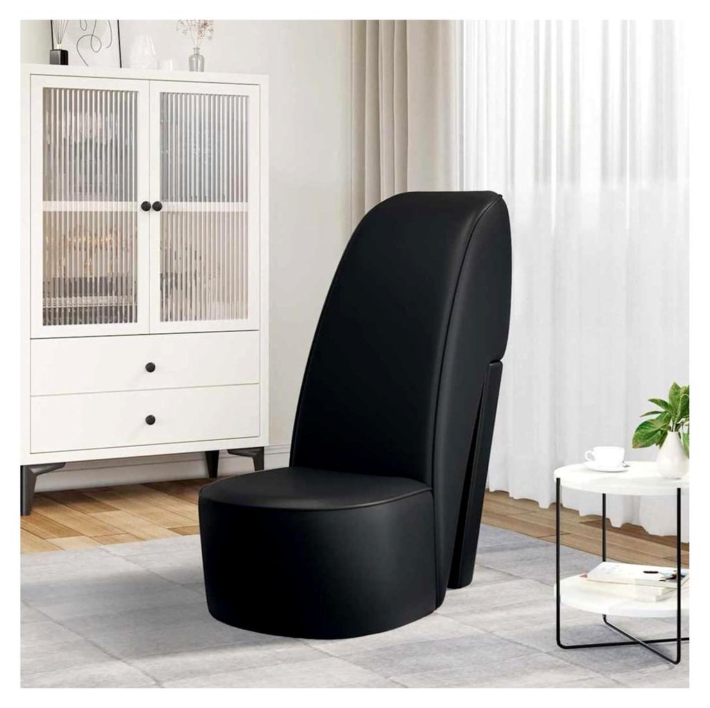 High Heel Hocker - Schwarzes Kunstleder, 43 x 82,5 x 85,5 cm, Modernes Innendesign