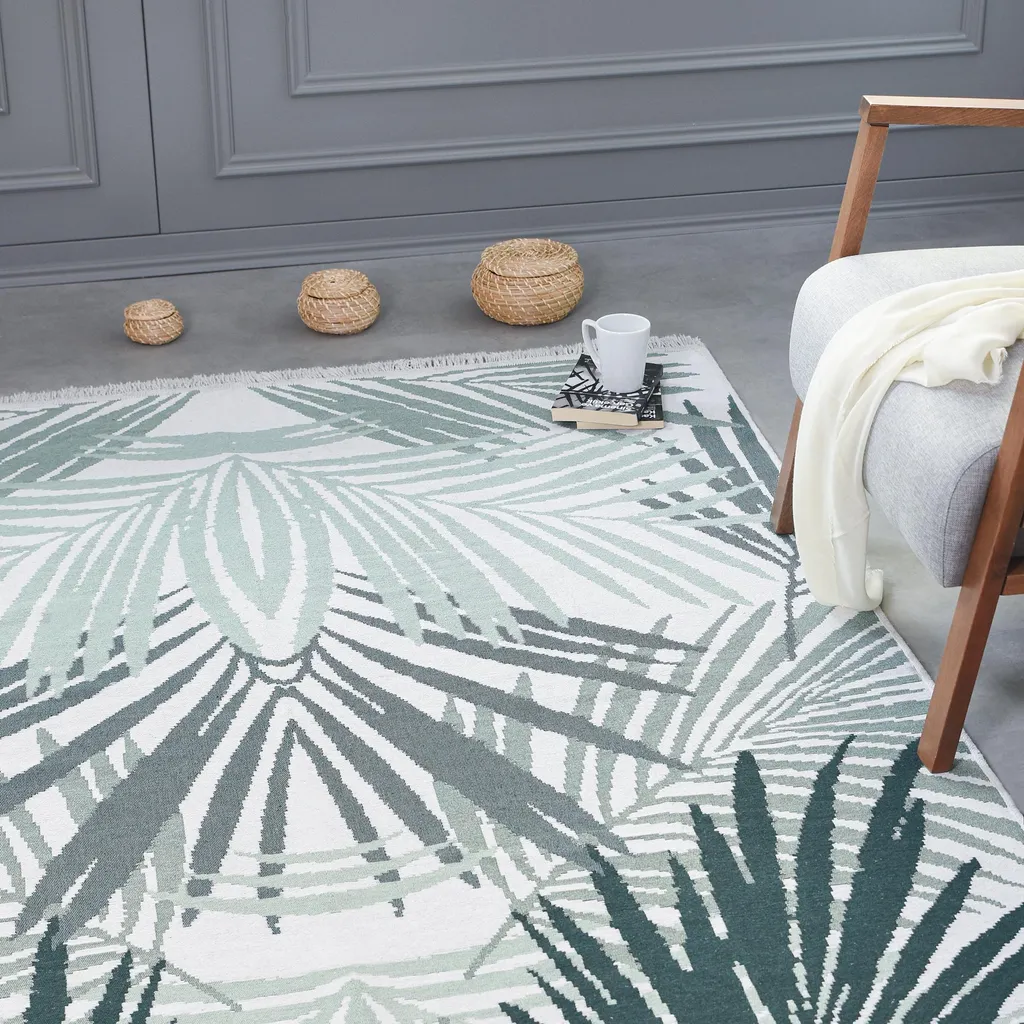 Tapis Antidérapant Vert Palmier 120x170 cm - Décoration Facile à Nettoyer - 2
