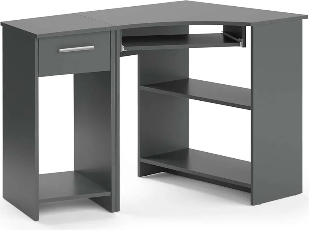 Bureau d'angle Vicco Odin Anthracite 83x76 cm avec Armoire PC - Modèle 52194